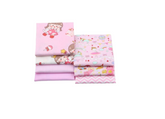 CraftsFabrics 7pcs Pink Princess Cotton Fat Quarter Checkered Stripped 50x40cm Wide Sewing Baby Cloth Kids Bedding Cushion Patchwork Fabric